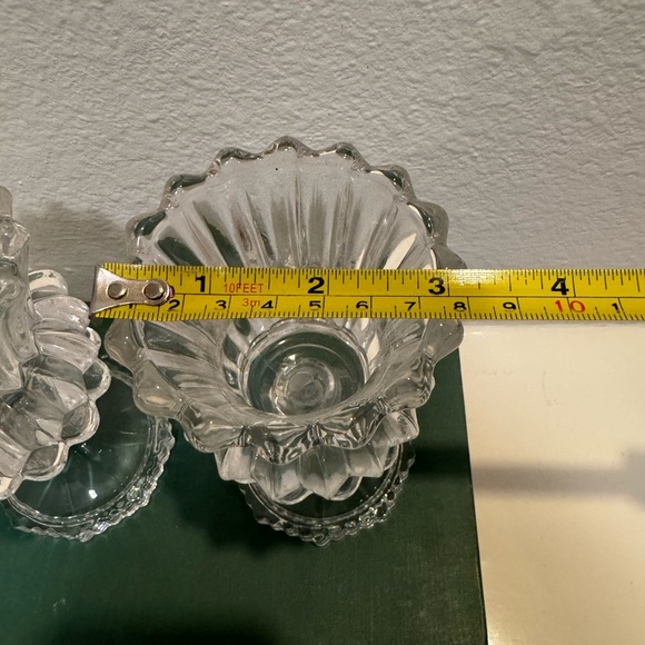 Vintage Pair of Crystal Tulip Candlestick Holders - Picture 9 of 10